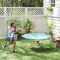PawHut Parc pour chien, enclos chien 8 panneaux avec toit, modulable et pliable, enclos portable 60H cm avec porte argent vert(m-13)