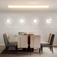 HOMCOM Juego de 4 Lámparas de Techo Color Regulable con Interruptor DIP y de Pared 3000K/4000K/6000K 120x30x3,7 cm Blanco(m-6)