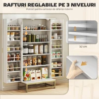 HOMCOM Bufet de Bucătărie 119,5 cm cu 12 Rafturi pe Ușă, Albă(m-5)