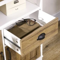 HOMCOM Mobile Cucina Stile Rustico con Armadietti e Cassetto, 76.6x 35x 81.5cm, Bianco e Marrone(m-8)