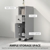 kleankin Slimline Bathroom Storage Cabinet - Grey(m-4)