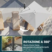 Outsunny Ombrellone a Sbalzo con Manovella e Base a Croce, in Poliestere, Alluminio e Metallo, 365x297x256 cm, Grigio Chiaro(m-5)