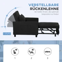 HOMCOM Slaapfauteuil, 3 standen verstelbare, Corduroy bekleding, tot 120 kg, Zwart(m-5)