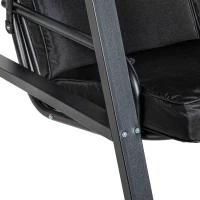 Outsunny Hollywoodschommel, 2-zits Tuinschommel met Verstelbaar Dak, tot 220 kg belastbaar, 145 x 116 x 172 cm, Zwart(m-9)