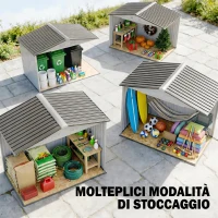 Outsunny Casetta Porta Utensili in Acciaio, Capanno da Giardino con Porte Scorrevoli, 213x130x185 cm, Bianco(m-9)