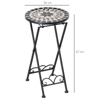 Outsunny Plantenstandaard Ø36 x 67 cm Bloemenstandaard Opvouwbaar Rond voor Balkon Steenmozaïek Tuin Indoor Outdoor Meerkleurig(m-3)