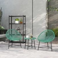 Outsunny Rattan Bistro Set with Acapulco Chairs and Glass Table, Green(m-10)