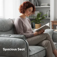 HOMCOM 2 Seater Sofa, Faux Leather Loveseat - Grey(m-5)