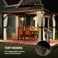 Outsunny 3x3.6 m Hardtop Gazebo Canopy with UPF50+ Double Galvanised Steel Roof, Aluminium Garden Gazebo Permanent Pavilion, Brown(m-8)