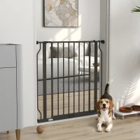 PawHut Extra Wide Dog Gate, with Door Pressure, for Doorways, Hallways, Staircases - Black(m-10)