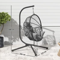 Outsunny Metal Stand Hanging Egg Chair, with Full Body Padded Seat - Grey(m-3)