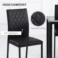 HOMCOM Dining Table Set, Folding Drop Leaf Table with Storage and 4 Chairs, Black(m-7)