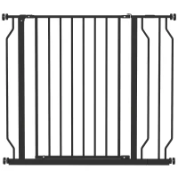 PawHut Barrière de sécurité barrière pour animal domestique longueur réglable sans perçage en acier et ABS 75-95 x 76 cm noir(m-1)