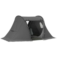 Outsunny 3 Man Camping Tent with Living Area and 2 Bedrooms, 3000mm Waterproof Family Tent with Sewn-in Groundsheet and bag, Portable Dome Shelter for Hiking, Festival, Backpacking, Drak Grey(m-1)
