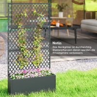 Outsunny metalen hoogbed met klimrek, buiten plantenbak met ruitpatroon-rooster als zichtscherm voor bloemen(m-7)