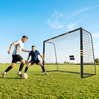 SPORTNOW Football Goal, 10 x 6.5ft Football Net with Ground Stakes, EPE Foam Padding and Metal Frame, Easy Assembly, Yellow(m-2)