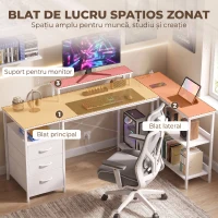 HOMCOM Birou Colțar a L Con Prize, Bianca(m-7)