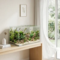 PawHut Fish Tank Bare Glass for DIY Glass Aquarium with Protective Base Mat 43L Transparent for Fish Shrimps(m-14)