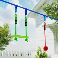 AIYAPLAY 10-Piece Zip Line Kit for Kids with 10m Slackline, Monkey Bars, Swing, Climbing Ladder, Hanging Tray, Metal Rings(m-8)