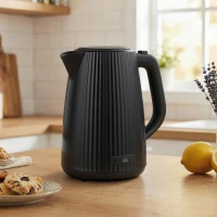 HOMCOM Elektrische waterkoker, 1,7L, snelkookfunctie, 2025W, met uitneembaar kalkfilter, automatische uitschakeling, Zwart(m-2)