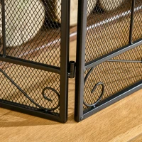 HOMCOM Funkenschutz für Kamine, dreiteilig, klappbar, Metallrahmen, Maschendesign, Schwarz(m-8)