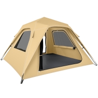 Outsunny Tienda de Campaña Instantánea, Ventanas de Malla y Bolsa de Transporte Impermeable para 2-3 Personas Caqui