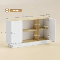 HOMCOM Bufet în Stil Rustic cu Spațiu de Depozitare, Natural și Alb(m-3)