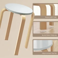 HOMCOM Set 4 Taburete Rotunde Stivuibile din Lemn Gri, Ø40x45 cm(m-6)