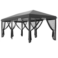 Outsunny 3 x 6m Pop Up Gazebo, Outdoor Canopy Shelter, Marquee Party Wedding Tent with 6 Mesh Walls and Carry Bag, Black(m-1)