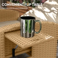 Outsunny 145° Reclining Rattan Armchair, with Footrest - Khaki/Beige(m-6)