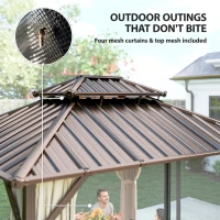 Outsunny 3x3.6 m Hardtop Gazebo Canopy with UPF50+ Double Galvanised Steel Roof, Aluminium Garden Gazebo Permanent Pavilion, Brown(m-7)