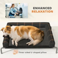 PawHut Elevated Dog Bed with Removable Bolsters, Raised Dog Bed for Medium Breeds, Portable Indoor & Outdoor Pet Cots, Black(m-5)