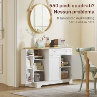 HOMCOM Credenza Moderna con Spazio di Archiviazione, Mobile Buffet con Cassetto, Ripiani Regolabili, Piccola Dispensa da Cucina con Ripiani Porta, Bianco(m-5)