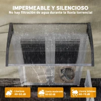 Outsunny Marquesina para Puertas y Ventanas 110x60 cm con Paneles de Policarbonato Regleta de Aluminio Transparente(m-5)
