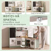 AIYAPLAY Bucătărie pentru Copii 3-8 Ani cu Blat Rotativ, Verde Deschis(m-5)