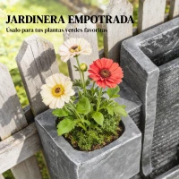 Outsunny Fuente de Jardín con Luces LED Maceta y Bomba Fuente Decorativa en Cascada de 5 Niveles 38x19x101 cm Gris Oscuro(m-4)