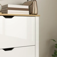 HOMCOM Slim Shoe Cabinet, Narrow Shoe Cupboard with 2 Flip Drawers, Adjustable Shelves for 12 Pairs of Shoes, High Gloss White(m-22)
