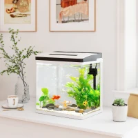 PawHut 28L Glass Aquarium Fish Tank with Filter, LED Lighting, for Betta, Guppy, Mini Parrot Fish, Shrimp, 38 x 26 x 39.5cm(m-12)