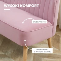 HOMCOM Sofa 2-osobowa materiałowa sofa tapicerowana sofa wypoczynkowa szeroka różowa(m-4)