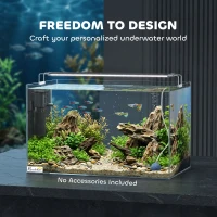PawHut Fish Tank Bare Glass for DIY Glass Aquarium with Protective Base Mat 43L Transparent for Fish Shrimps(m-4)