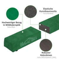 HOMCOM Opvouwbare Evenwichtsbalk, Antislip, Suèdebekleding, Robuust Hout, 210 x 10 x 6,5 cm, Groente(m-4)