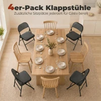 HOMCOM 4-delige set klapstoelen, draagbare bureaustoelen, metalen poten, vouwstoel voor kantoor, receptie, wachtruimte, kunstleer, zwart(m-4)