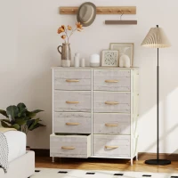 HOMCOM Chest of Eight Fabric Drawers - Natural Wood Finish(m-10)