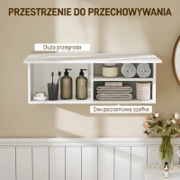 HOMCOM Szafka łazienkowa wisząca ścienna z drzwiami otwieranymi do góry, amortyzator gazowy, półka 80 x 25 x 30 cm Biały(m-5)