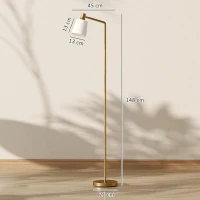 HOMCOM Lámpara de Pie LED Regulable con 3 Temperaturas de Color 3000K-6500K Pantalla Giratoria Bombilla E27 Blanco y Dorado(m-3)