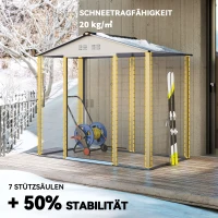 Outsunny 2,43 m² tuinschuur, 213 x 131 x 192 cm, tuinschuur met zadeldak, afsluitbare schuifdeur, weerbestendig, Grijs(m-5)