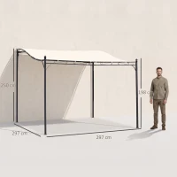 Outsunny Pergola tuinpergola 297x297 cm, Metaal overkapping voor tuin, Creme(m-3)