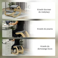 HOMCOM Ergonomiczny, kołyszący się stołek do klęczenia dla biura domowego, Poprawa postawy, 54,5cm x 85cm x 54cm Szary(m-7)