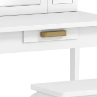 HOMCOM Kids Dressing Table Set, with Mirror and Drawer - White(m-11)
