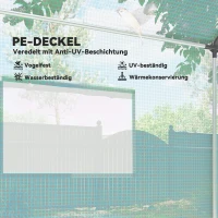 Outsunny Tunnelgewächshaus, aufrollbare Tür und Fenster, verzinkter Stahlrahmen, 2x3x2m, Grün(m-4)